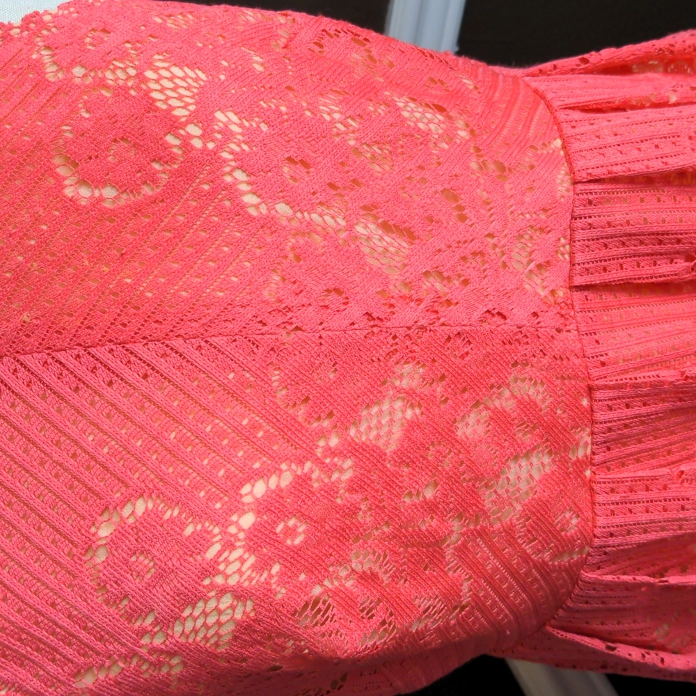 Free People Rocco pink crochet lace sleeveless fit & flare dress size 6 … - Picture 3 of 10